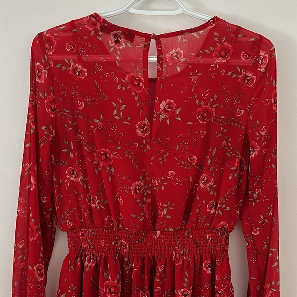 Dynamite Floral Red Dress - Picture 5 of 5